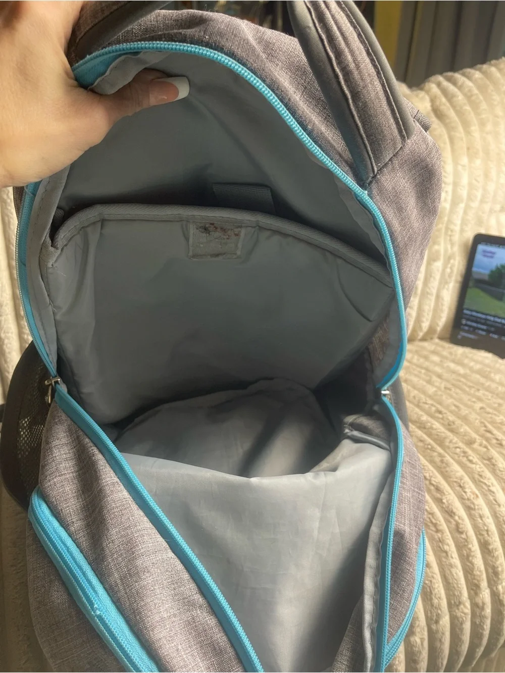 Reebok Gray Backpack with Teal Accents